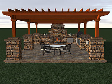 Patio with Pergola and Fireplace
